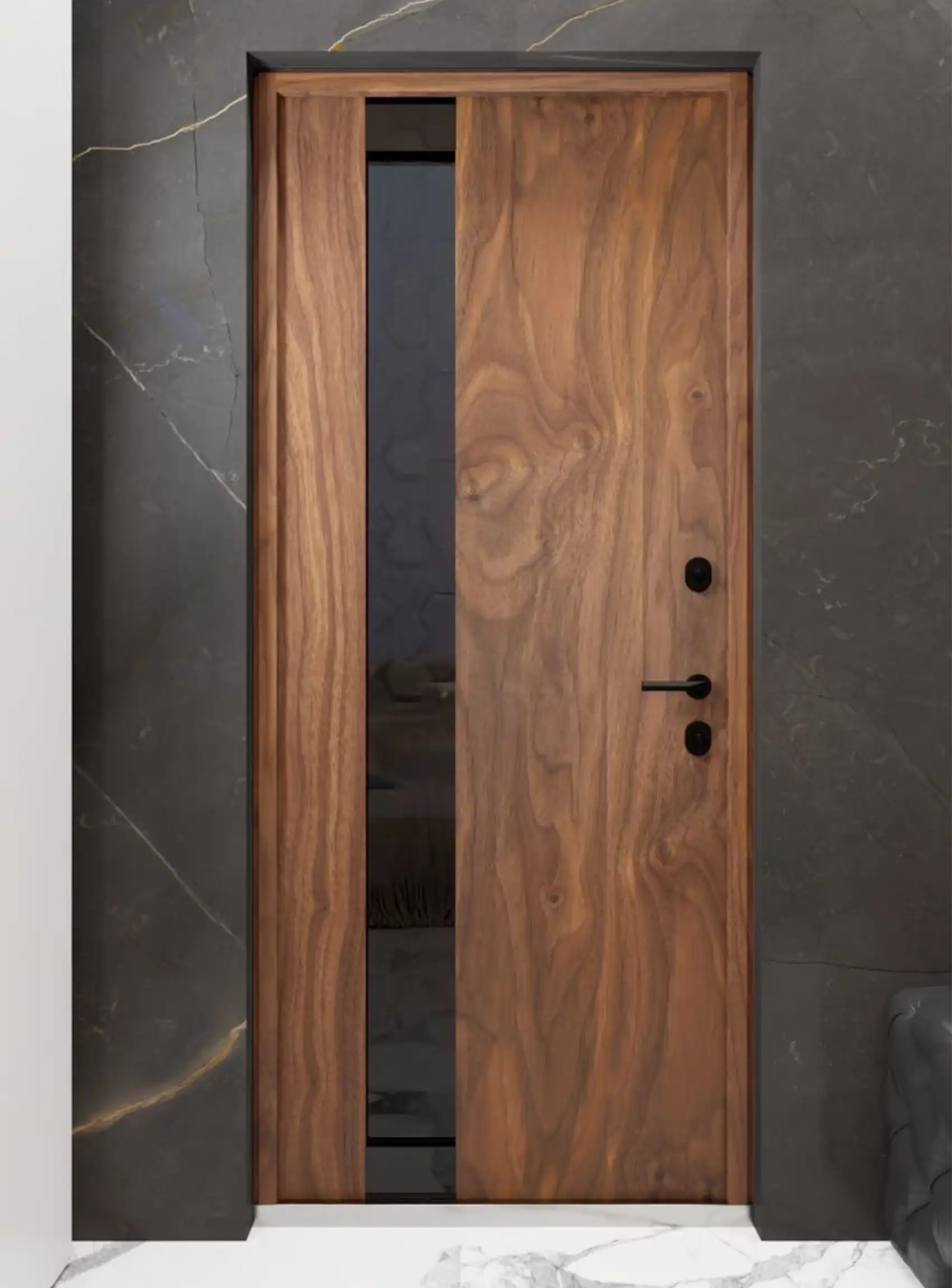 درب ورودی ایمنی (ضدسرقت) با روکش چوب طبیعی